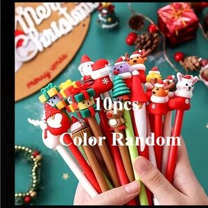 10pcs Christmas Themed Gel Pens, Unique Designs with Black Ink